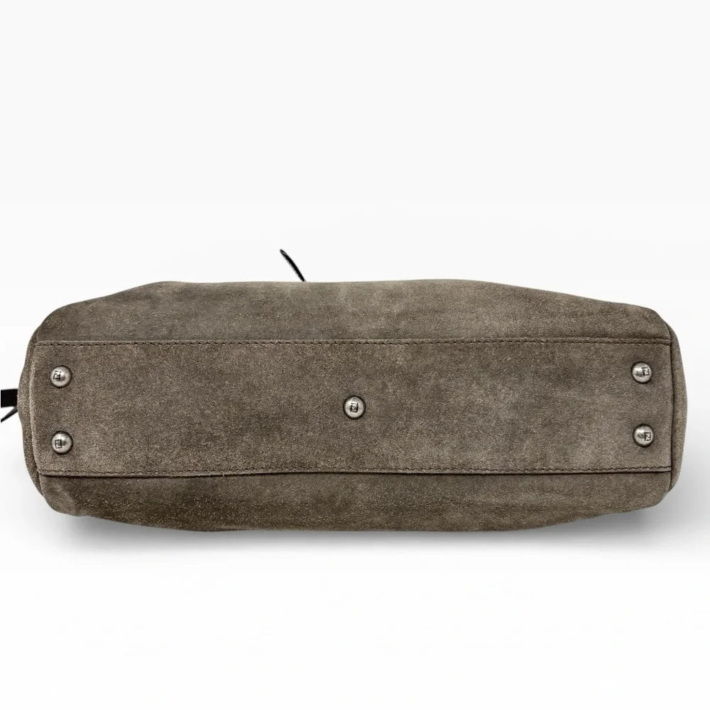 Fendi Peekaboo Top Handle Bag Dove Grey Suede Medium Silver Hardware - Picture 9 of 16